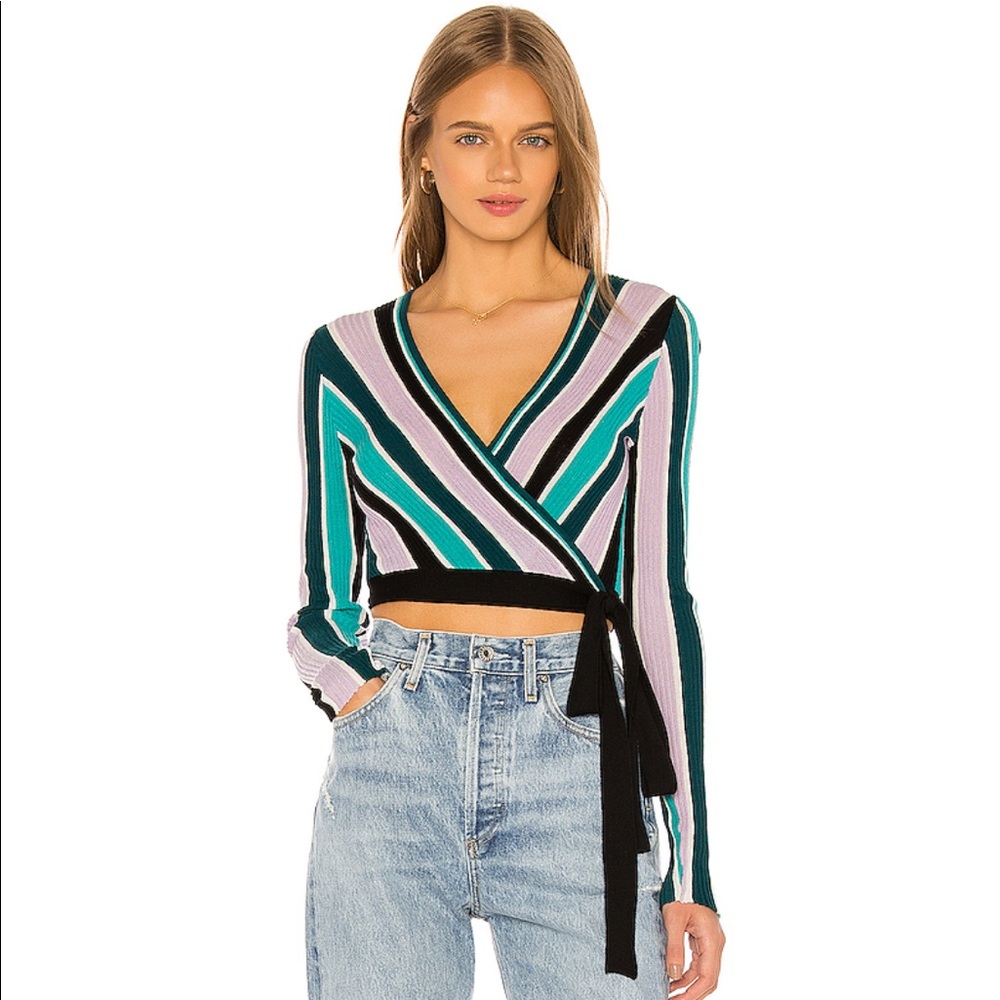 Wildfox Vivid Stripes Emma Sweater Wrap Top XS